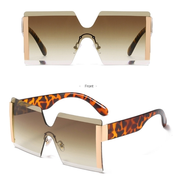 NEW Bold Geometric Rectangular Fashion Sunglasses With Case - Picture 6 of 16